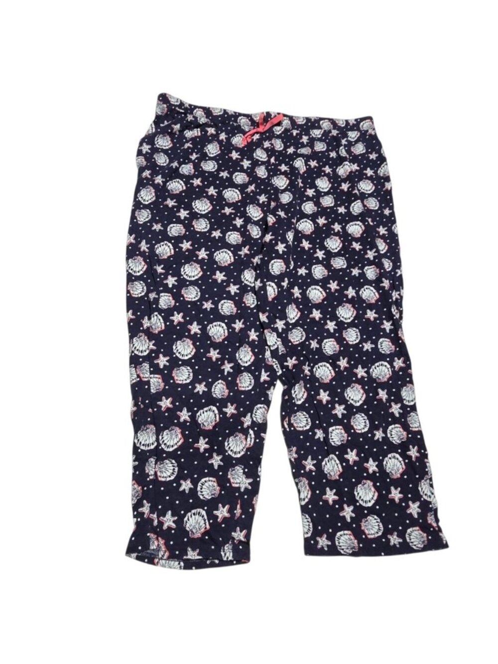 Nautica Pajama Pants Size XL Navy Blue Seashell Starfish Print Capris Sleepwear